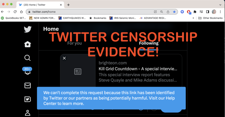 TWITTER CENSORSHIP:  TRANSHUMAN AGENDA WHO TREATY TAKEOVER